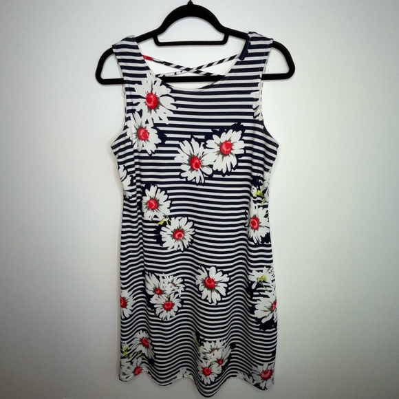 💚 Summer “RNstudio” by Ronni Nicole Slimming Floral Striped Sleeveless Dress - Picture 3 of 11